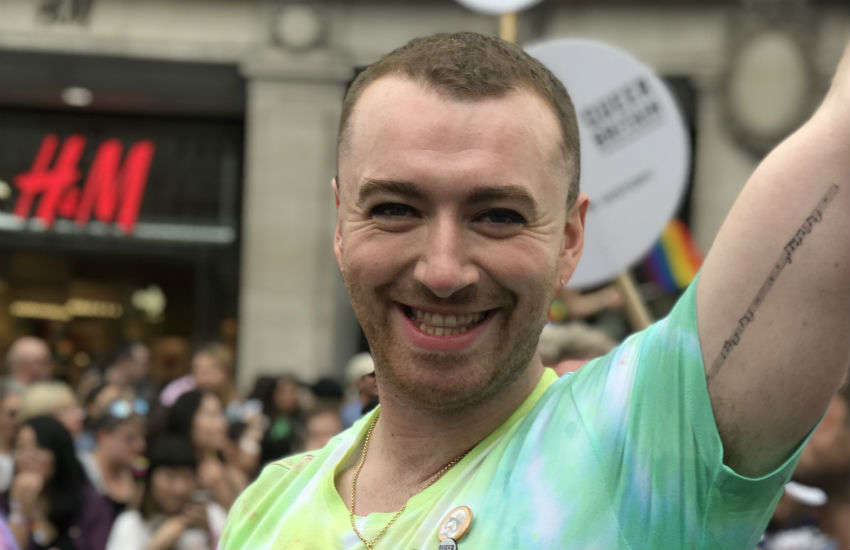 Sam Smith during the Pride in London parade