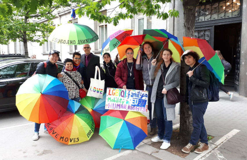 Supportive crowd at the court case