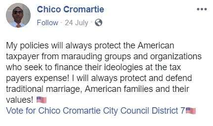 Chico Cromartie post about taxes
